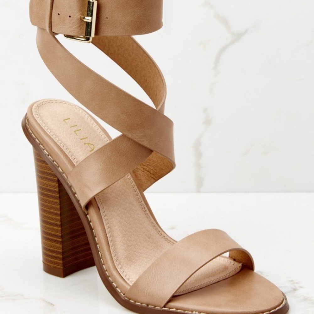 Nude wrap heels